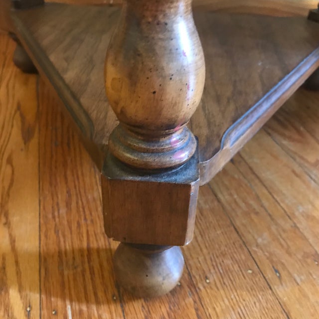 Brandt 1960s Barley Twist Trefoil Side Table by Brandt Two Tier Oak For Sale - Image 4 of 11