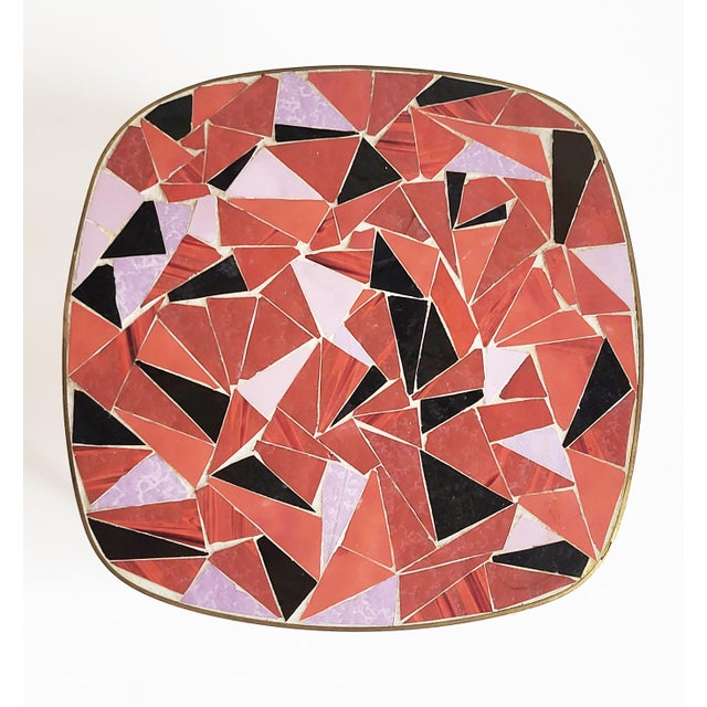 Mid-Century Modern Mosaic and Brass Side Table with Hair Pin Legs from Ilse Möbel, 1950s For Sale - Image 6 of 13