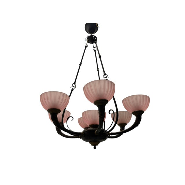 Pink Liberty Style Chandelier, 1960s For Sale - Image 12 of 12