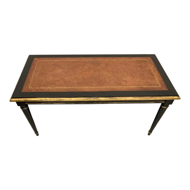 1940s Vintage Jansen Ebonized and Gilt Coffee Table For Sale