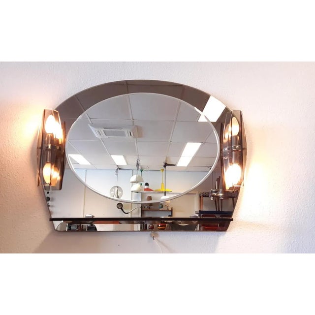 Mid-Century Italian Modern Mirror with Lamps, 1970s For Sale - Image 6 of 7