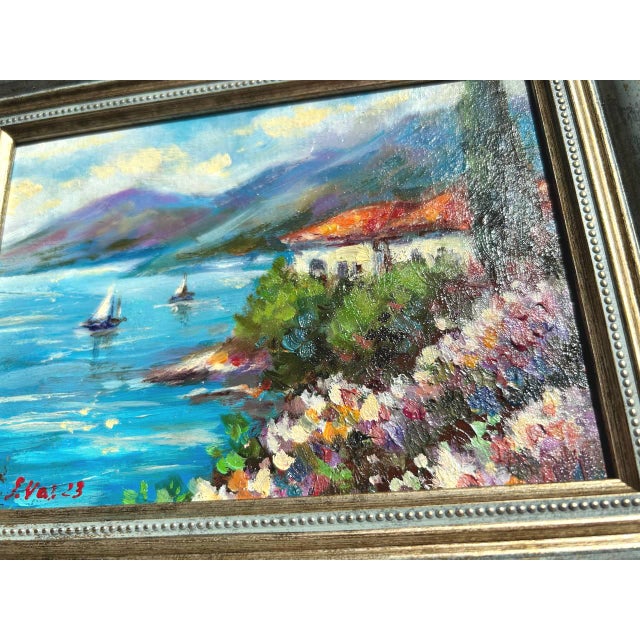 Plastic Framed Seascape Coast Oil Original Painting Contemporary by Valeriya Serova For Sale - Image 7 of 13