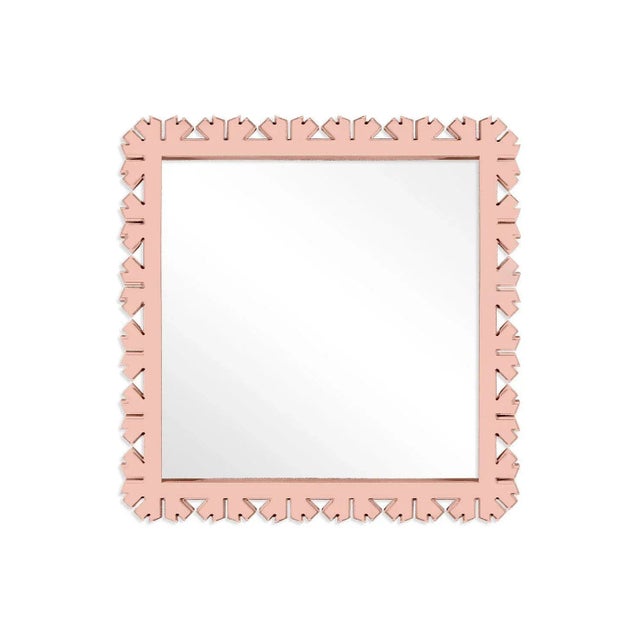 Contemporary Fleur Home Audubon Bamboo Sticks Square Mirror in Salmon Berry, 50.5x50.5 For Sale - Image 3 of 3