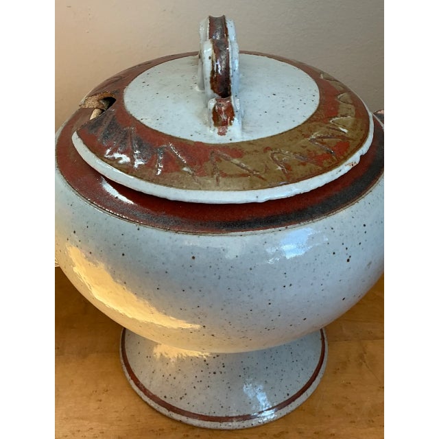 Vintage Speckled Ceramic Footed Tureen For Sale - Image 9 of 12
