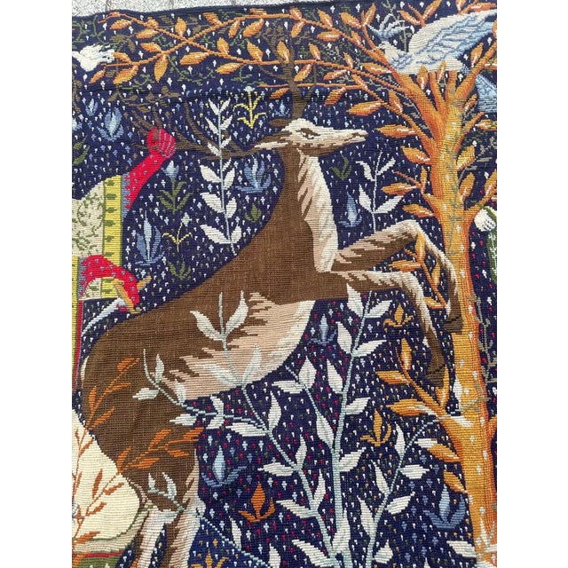 Mid-Century French Needlepoint Aubusson Medieval Tapestry, 1970s For Sale - Image 4 of 18