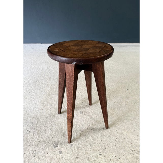 Reconstruction Marquetry Inlay Stool, France, 1940s For Sale - Image 3 of 13
