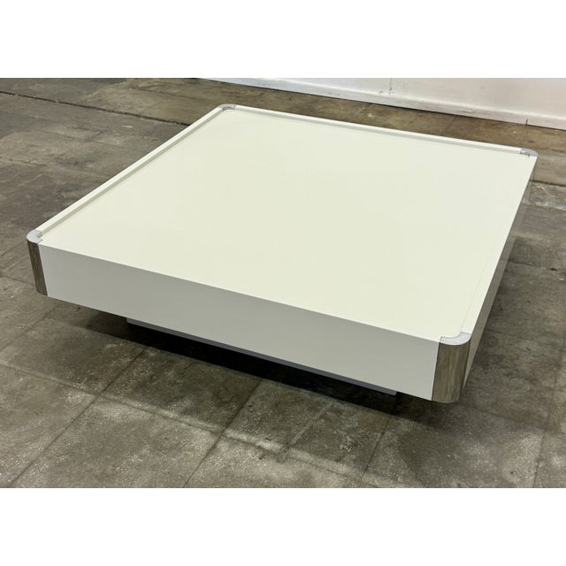 1970s White Lacquer Coffee Table Attributed to Willy Rizzo For Sale - Image 5 of 8