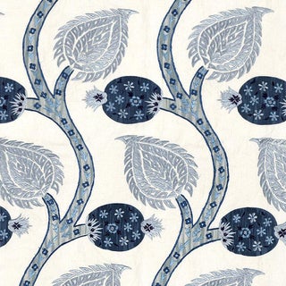 Sample - Schumacher Nurata Embroidery Fabric in Lapis For Sale