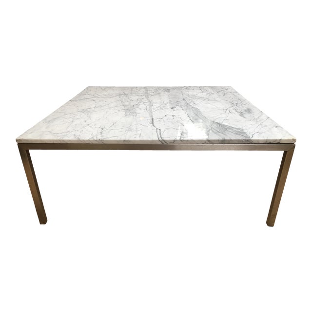 Crate & Barrel Square Stainless Steel & Marble Top Coffee ...