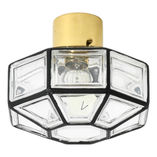Model 2756 Octagon Ceiling Lamp in Glass from Limburg, 1970s For Sale
