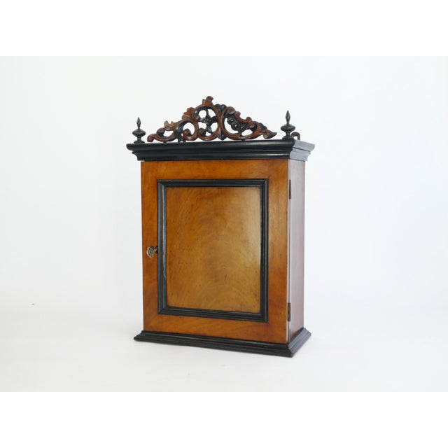 Vintage Wall Cabinet with Carved Ornaments and Display with Shelves For Sale - Image 3 of 10