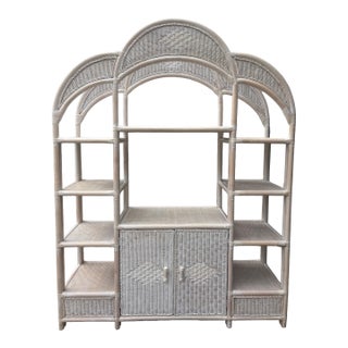 Palm Beach Chic Wicker & Bamboo Etagere For Sale