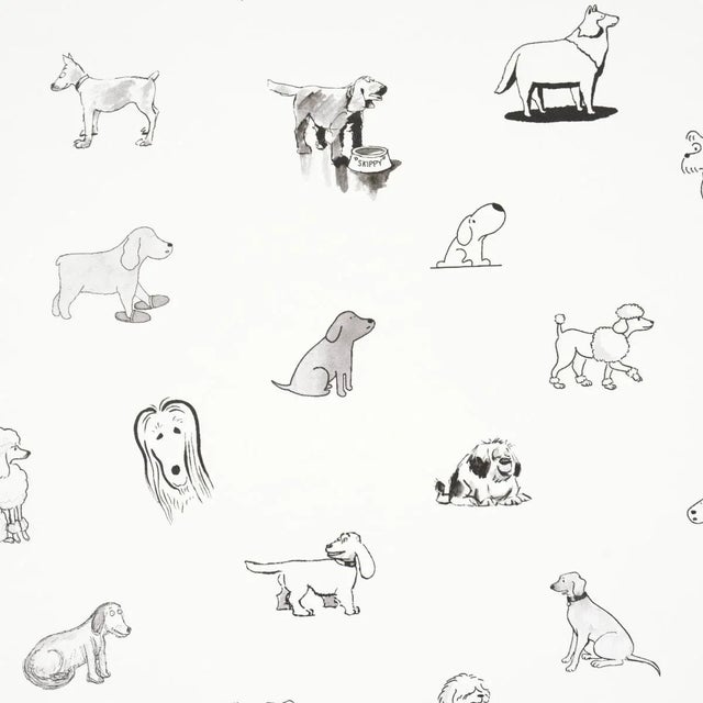 Contemporary Schumacher x The New Yorker Good Dogs Everywhere Wallpaper In Black & White For Sale - Image 3 of 7