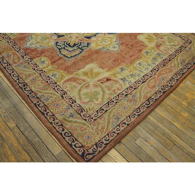 1920s Salmon Medallion Folk Art Antique American Hooked Rug 6'0" X 8'0" Handknotted Wool Carpet For Sale In New York - Image 6 of 6