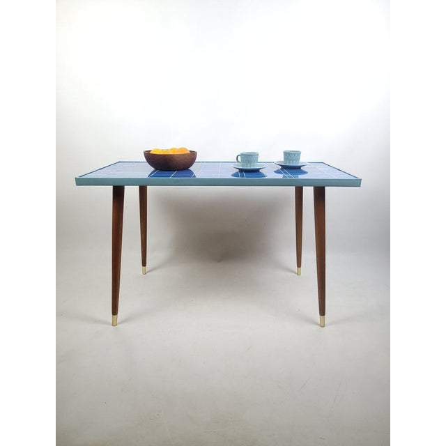 Vintage Rockabilly Coffee Table with Blue Finish, 1950s For Sale - Image 9 of 11