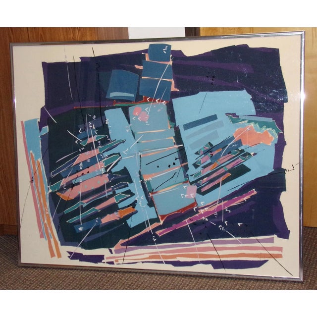 1980s Sally Anderson "Assemblage With Blue" Original Signed Painting For Sale In Denver - Image 6 of 7