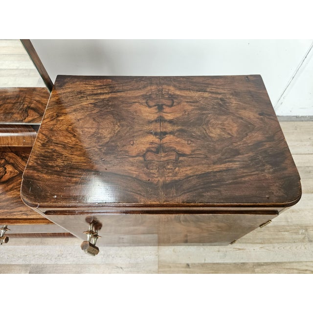 Art Deco Walnut Dressing Table with Mirror, 1940 For Sale - Image 11 of 18