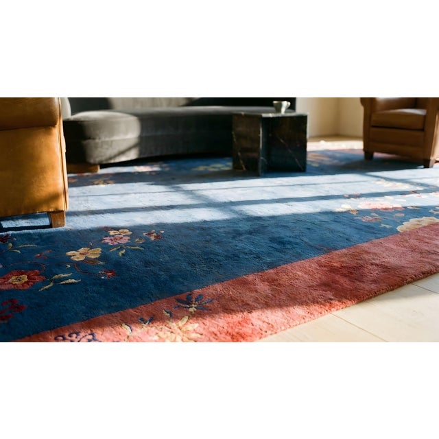 Blue 1920s Chinese Art Deco Carpet ( 9' x 11 6" - 275 x 350 ) For Sale - Image 8 of 8