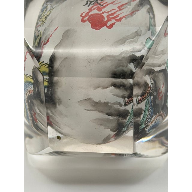 Vintage Inside Painted Dragon Design Snuff Bottle For Sale - Image 13 of 15