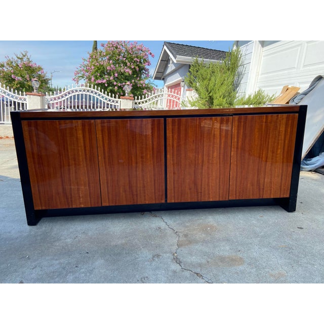 Vintage Henredon Elan Collection Black Lacquer and Koa Wood Credenza Sideboard For Sale - Image 12 of 18