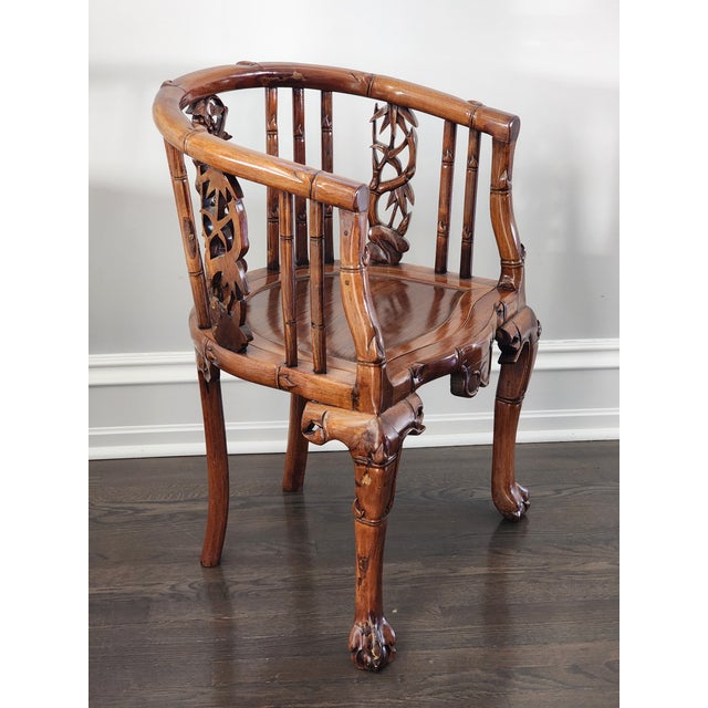 Hand Carved Wood Horseshoe Armchair For Sale - Image 4 of 8