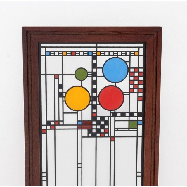 Abstract After Frank Lloyd Wright Standing Modern Art Glass Panel For Sale - Image 3 of 9