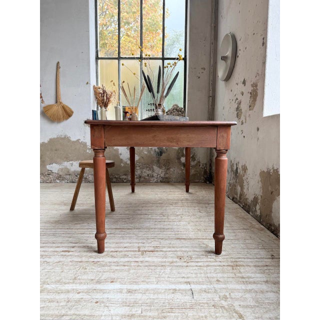 Cherrywood Table with Turned Legs, 1950s For Sale - Image 13 of 18