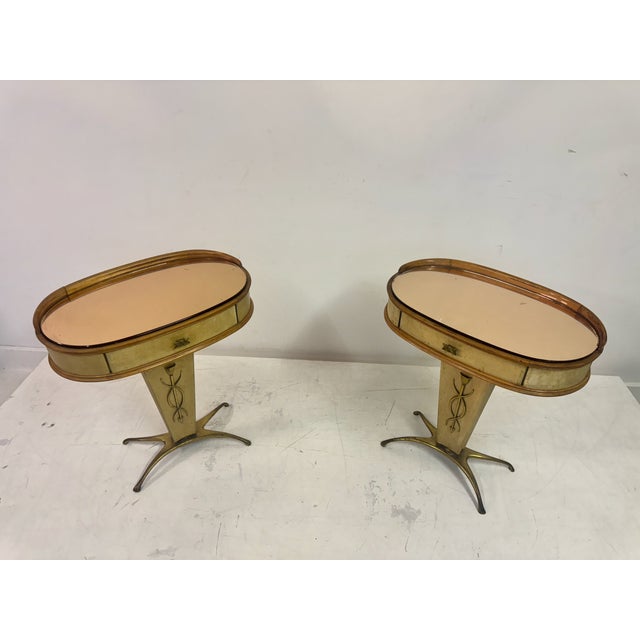Goldenrod Italian Parchment Bedside Tables or Nightstands, 1950s, Set of 2 For Sale - Image 8 of 17