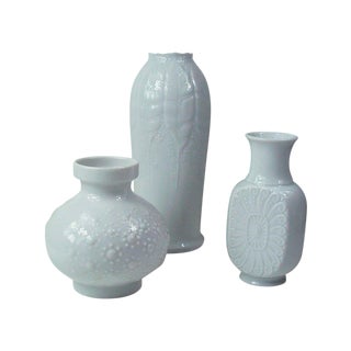 White Porcelain Vases - Set of 3 For Sale
