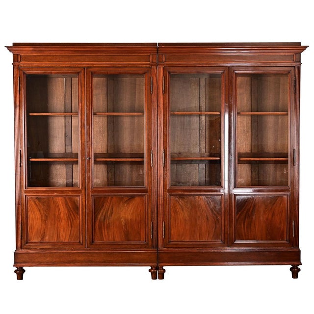 Wood French 19th Century Mahogany Louis XVI Style Bibliotheque For Sale - Image 7 of 15