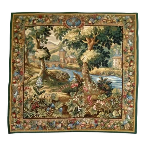 Late 20th Century Flemish Style Jacquard Loomed French Tapestry - 60” X 60”
