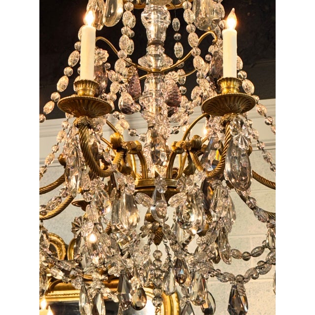 19th C. French Baccarat Manner Bronze and Crystal Chandelier For Sale In Dallas - Image 6 of 9