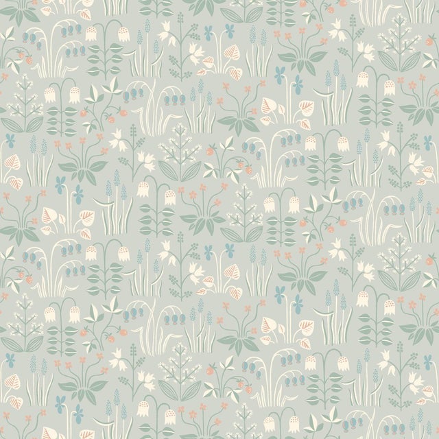 SAMPLE - Boråstapeter Strawberry Field Wallpaper In Dove For Sale