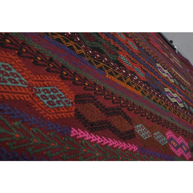 Vintage Brown Turkish Jajim Kilim Runner Rug 4'1" X 17'3" For Sale In Philadelphia - Image 6 of 13