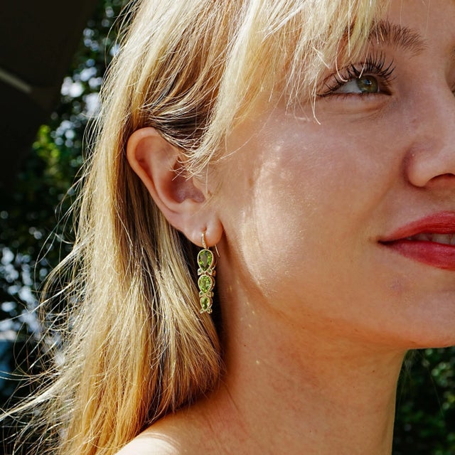 Metal Nina Zhou Lily of the Valley 7.40ctw Peridot Tsavorite Diamond Drop Earrings in 14k Yellow Gold, A Pair For Sale - Image 7 of 9