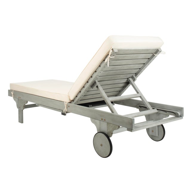 Modern Newport Chaise Lounge Chair with Side Table, Ash Grey/Beige Cushion For Sale - Image 3 of 11