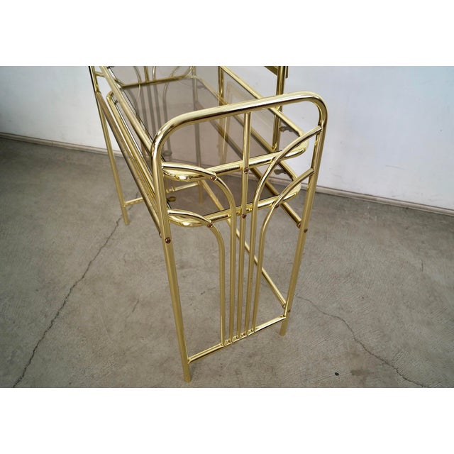 1970’s Art Deco Brass Tilt Mirror Vanity For Sale - Image 10 of 12