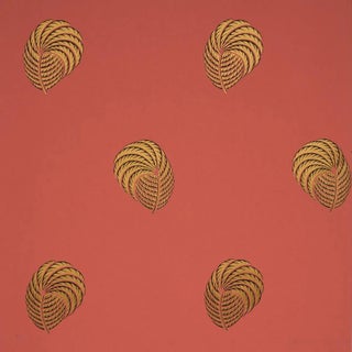 Schumacher Royal Plume Wallpaper In Russet For Sale
