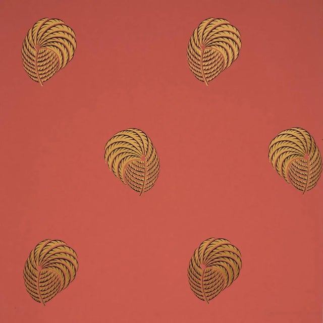 Schumacher Royal Plume Wallpaper In Russet For Sale