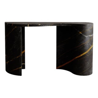 Curved Organic Dune Console in Red Marble and Stone by Esther Knopfler For Sale