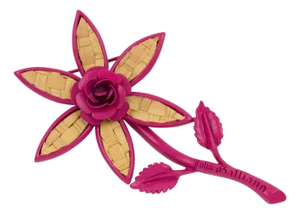 John Galliano Paris Pink Enamel Metal and Straw Daisy Brooch