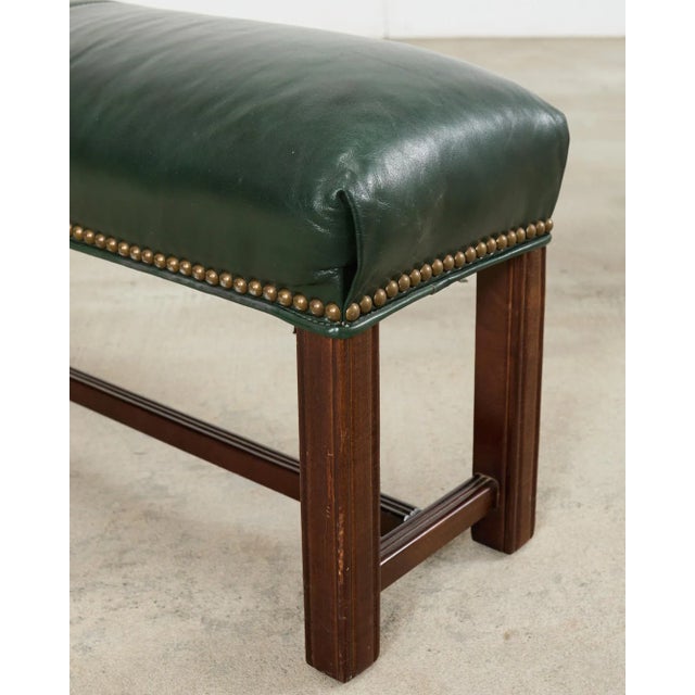 Elongated Georgian Style Mahogany Leather Footstool For Sale - Image 10 of 18