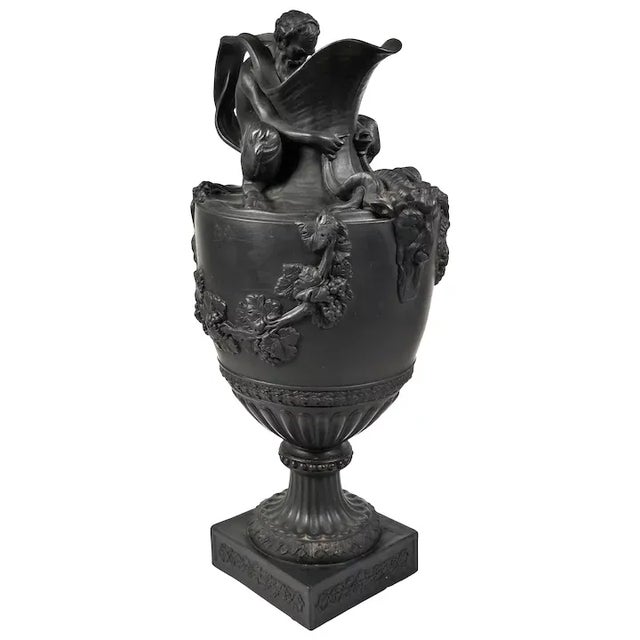 Antique 19th Century Wedgwood Basalt Ewer Urn "Sacred to Bacchus" After a Model by John Flaxman For Sale - Image 10 of 10
