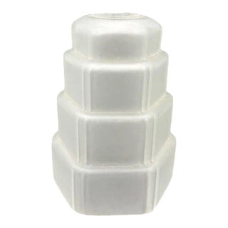 1930s French Stepped Art Deco Frosted Glass Ceiling Shade by Vianne For Sale