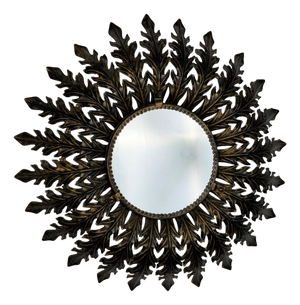 Large Italian Backlit Phytomorphic Mirror in Painted Metal, 1970s