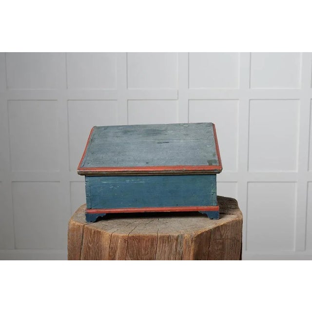Antique Swedish Blue Folk Art Box For Sale - Image 3 of 8