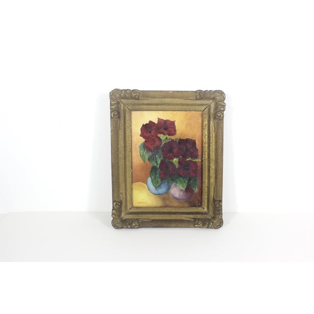 English Vintage Floral Still Life Oil Painting in Gilt Wood Frame For Sale - Image 3 of 13