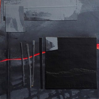 Tar Sands by Nicole Hyde | Acrylic on Paper on Cradled Panel Abstract composition with dark shapes. For Sale