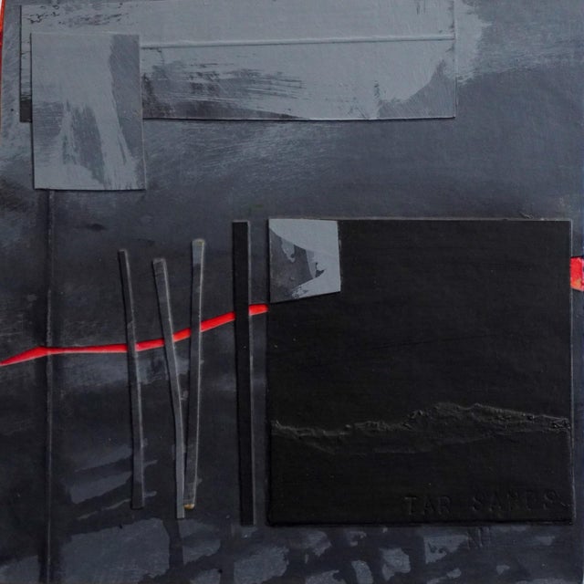 Tar Sands by Nicole Hyde | Acrylic on Paper on Cradled Panel Abstract composition with dark shapes. For Sale