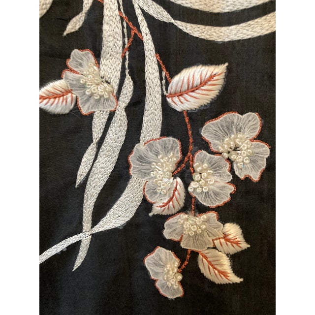 2010s Art Nouveau Floral Embroidered Silk Textile Vintage Wall Hanging For Sale - Image 5 of 16